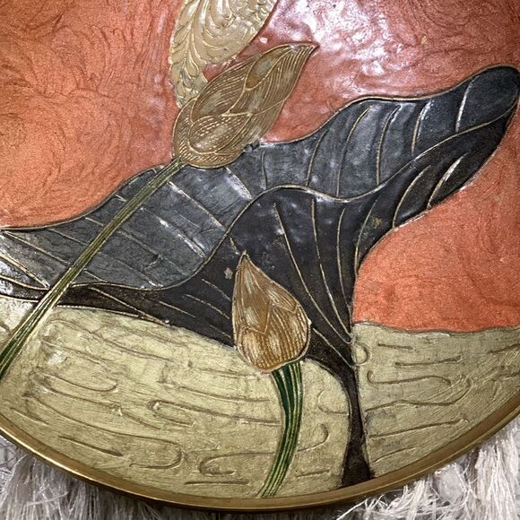 Vintage Kingfisher Enamel & Brass Bird Dish Decor Made In India - Picture 5 of 17